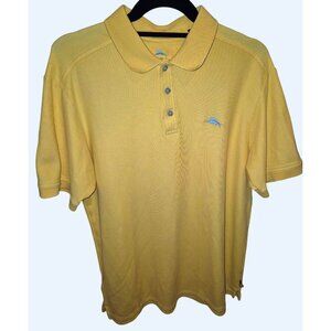 Tommy Bahama Yellow Polo Shirt M 100% Cotton Embroidered Logo